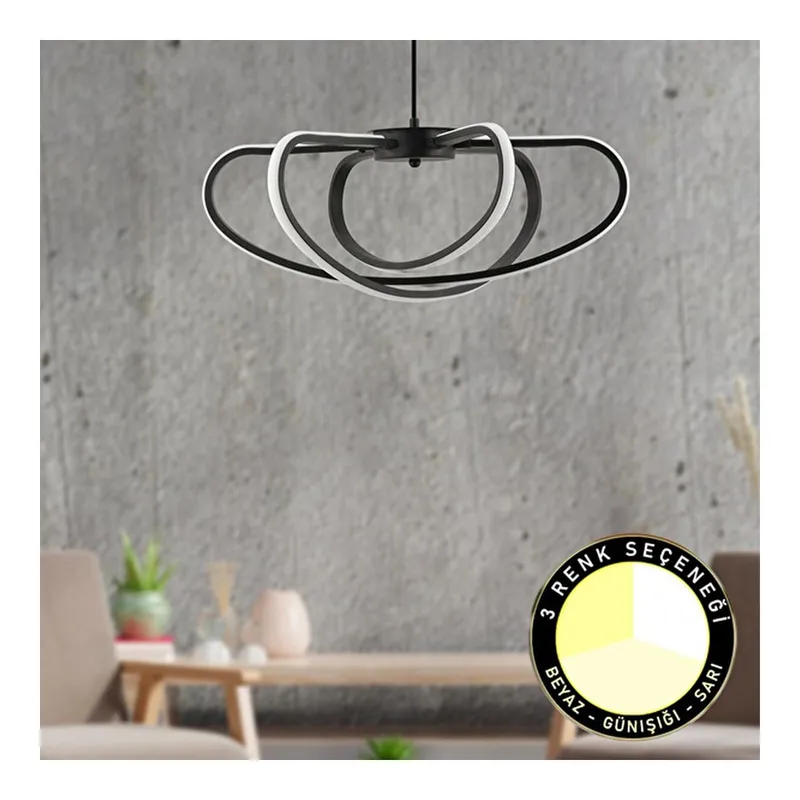 Apliqa Aura Sarkıt 74 Watt Sarkıt 3 Renkli Ledli Ofis Avizeleri Modern Mutfak Banyo Led Salon Sarkıt Büyük Avize, görsel 1
