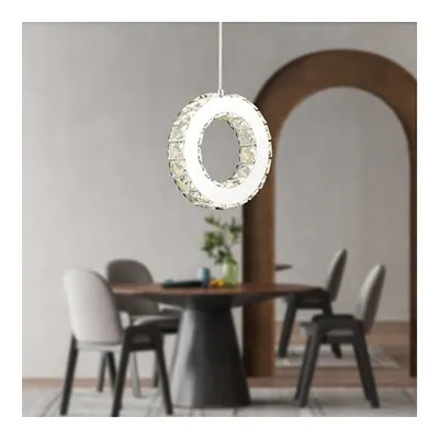 Apliqa Akanay Tekli Krom Ledli 3 Renkli Sarkıt Kristalli Taşlı Modern Tasarım Led Kristal Top Salon Avize