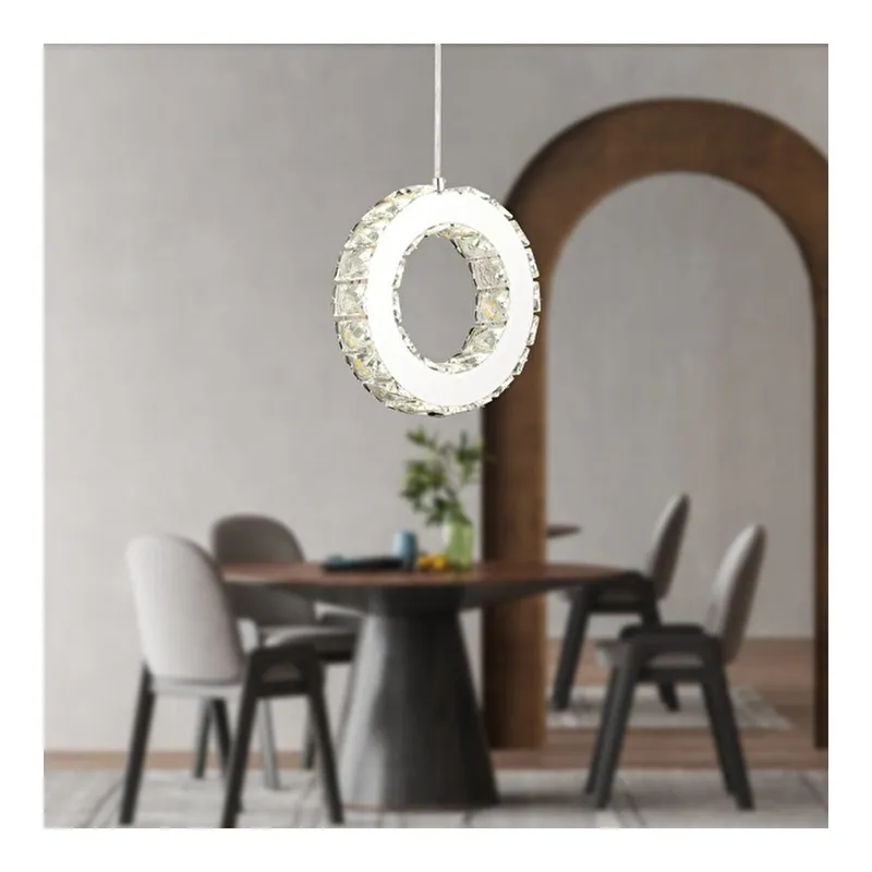 Apliqa Akanay Tekli Krom Ledli 3 Renkli Sarkıt Kristalli Taşlı Modern Tasarım Led Kristal Top Salon Avize, görsel 1