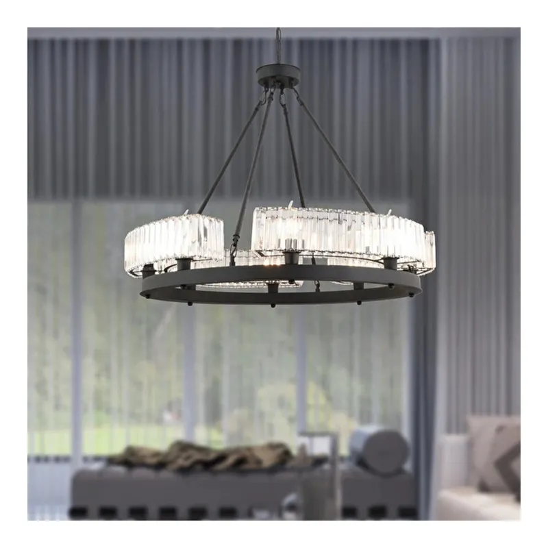 Apliqa Azalea 8li Siyah Kristalli Taşlı Modern Tasarım Kristal Büyük Salon Avize, görsel 1
