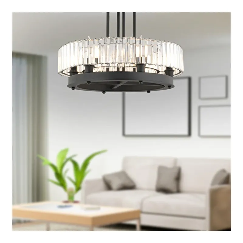 Apliqa Azalea 6lı Siyah Kristalli Taşlı Modern Tasarım Kristal Büyük Salon Avize, görsel 1