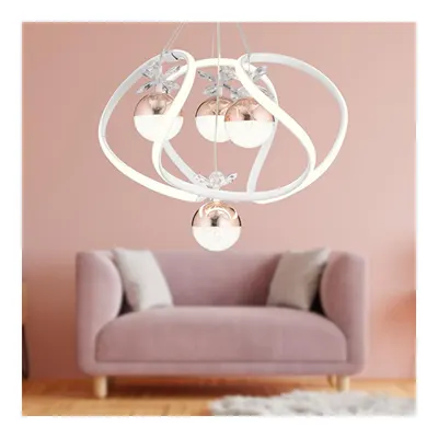 Apliqa Balca 4'lü Beyaz Bakır 3 Renkli 84 Watt Ledli Kelebek Led Avize Top Avize Modern Oturma Odası, Koridor, Salon Led Avize