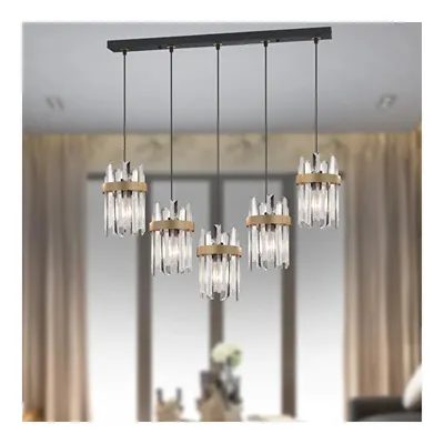 Apliqa Apatit 5'li Sıralı Siyah Eskitme Kristal Taşlı Modern Koridor Yatak Odası Salon Kristalli Avize