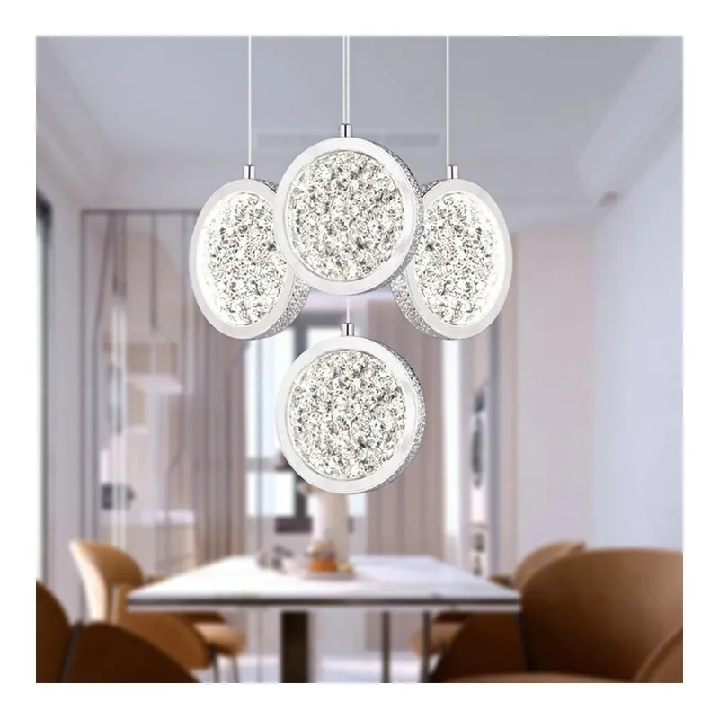 Apliqa Furmet 4'lü Yuvarlak Krom Sarkıt Ledli Modern Mutfak Koridor Led Salon Sarkıt Avize, görsel 1