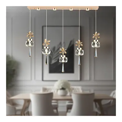 Apliqa Amaris 5'li Sıralı 3 Renkli 70 Watt Gold Kelebek Led Avize Kristal Ledli Modern Oturma Odası Salon Sarkıt Avize