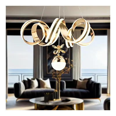 Apliqa Amott Gold 3 Renkli 150 Watt Kristal Ledli Kelebek Led Top Avize Modern Oturma Odası Salon Sarkıt Avize