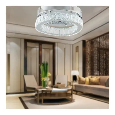Apliqa Ardenia Tekli Krom Ledli 3 Renkli Kristalli Taşlı Modern Tasarım Led Kristal Salon Avize