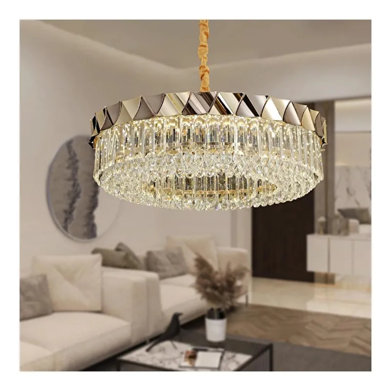 Apliqa Betty Gold Kaplamalı 31 Watt Led Sarkıt Modern Tasarım Salon Kristal 3 Renk Ledli Avize, görsel 1
