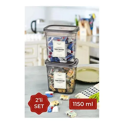 Vienev Etiketli 1150 Ml 2li Peggy Dikdörtgen Deterjan Saklama Kabı Seti Antrasit