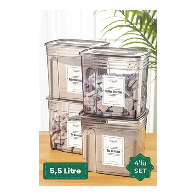 Vienev 4lü 5,5 Litre Strip Mega Boy Deterjan Saklama Kutusu Antrasit