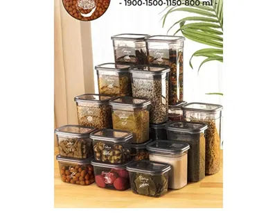 Vienev 20li Peggy Dikdörtgen Saklama Kabı Seti 5x( 1900ml, 1500ml, 1150ml, 800ml ) Etiketli