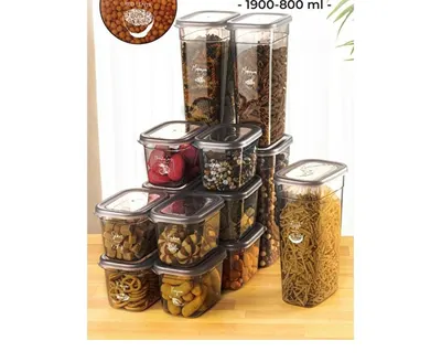 Vienev 15'li Peggy Dikdörtgen Saklama Kutusu Seti 5x(1,9 0,8 0,4 Litre)serigrafi Etiketli