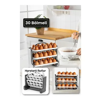 Vienev 30 Bölmeli Yumurta Rafı Saklama Kabı Antrasit