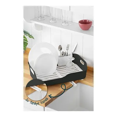 Vienev Lavabo Kenarı Tezgah Üstü Süzgeçli Bulaşıklık Antrasit