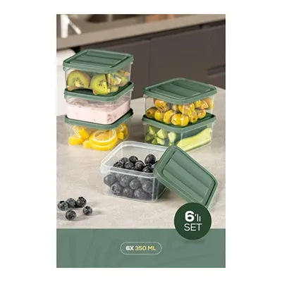 Vienev 6'lı 350 Ml Buzdolabı Dondurucu Organizer Mikrodalga Ve Difrize Uygun Saklama Kabı Yeşil