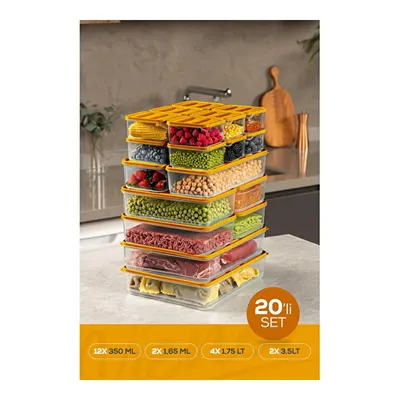 Vienev 20'li Buzdolabı Organizer Ve Saklama Kabı Turuncu 12x(350ml) 4x(1,75lt) 2x(1,65lt) 2x(3,5lt)