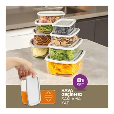 Vienev 8'li Hava Geçirmez Saklama Kabı Seti Antrasit 2x(250-500-750-1200 Ml)