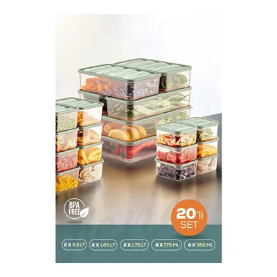 Vienev 20'li Buzdolabı Düzenleyici Organizer Mikrodalgaya Uygun Difriz Saklama Kabı Mint