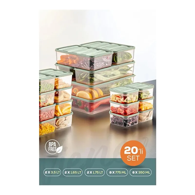 Vienev 20'li Buzdolabı Düzenleyici Organizer Mikrodalgaya Uygun Difriz Saklama Kabı Mint, görsel 1
