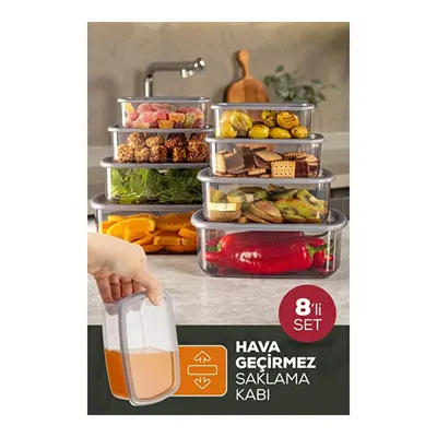 Vienev 8'li Hava Geçirmez Saklama Kabı Seti Antrasit 2x(250-500-750-1200 Ml)
