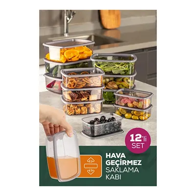 Vienev 12'li Hava Geçirmez Saklama Kabı Seti Antrasit 3x(250-500-750-1200 Ml)