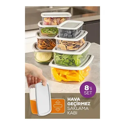 Vienev 8'li Hava Geçirmez Saklama Kabı Seti Gri 2x(250-500-750-1200 Ml)