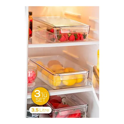 Vienev 3'lü 3,5 Litre Kapaklı Mini Buzdolabı Dolap İçi Düzenleyici Organizer