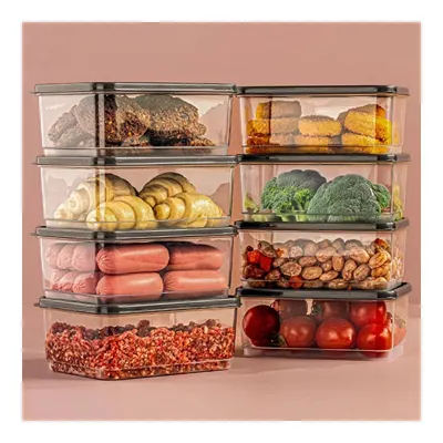 Vienev 8'li 775 Ml Buzdolabı Düzenleyici Organizer Mikrodalgaya Uygun Difriz Saklama Kabı Gri