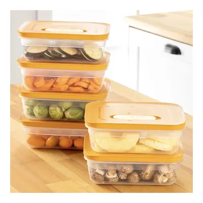 Vienev 6'lı Hava Kanallı Ayarlanabilir Sebze Ve Meyve Saklama Kabı 6x(1,15 lt) turuncu