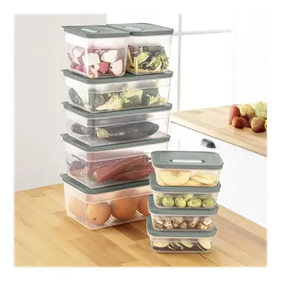 Vienev 10'lu Hava Kanallı Ayarlanabilir Sebze Ve Meyve Saklama Kabı 4x(1,15 Lt) 2x(2,35-3,8-5 lt) yeşil