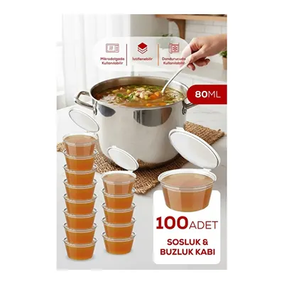 Vienev 100'lü Dondurucuya Uygun Saklama Kabı – 80 Ml İlik, Tavuk Suyu, Sos Ve İlaç Saklama Kabı