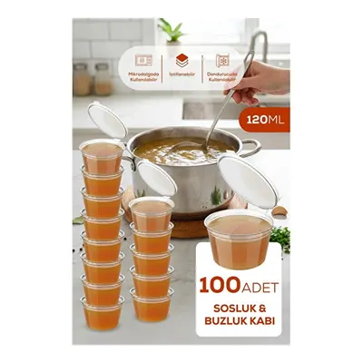 Vienev 100'lü Dondurucuya Uygun Saklama Kabı – 120 Ml İlik, Tavuk Suyu, Sos Ve İlaç Saklama Kabı
