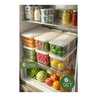 Vienev 6'lı Ayarlanabilir 3 Bölmeli Saklama Kabı 6 Lt | Buzdolabı Çekmece Düzenleyici Organizer Kutu