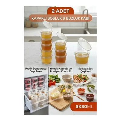 Vienev 2’li Dondurucuya Uygun Saklama Kabı – 30 Ml İlik, Tavuk Suyu, Sos Ve İlaç Saklama Kabı