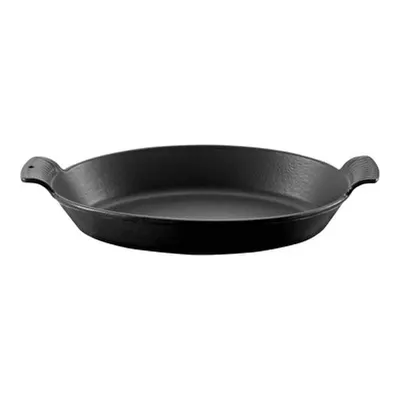 Voeux Kitchenware Elegance Siyah Oval Döküm Sahan Ve Ahşap Nihale 20 Cm