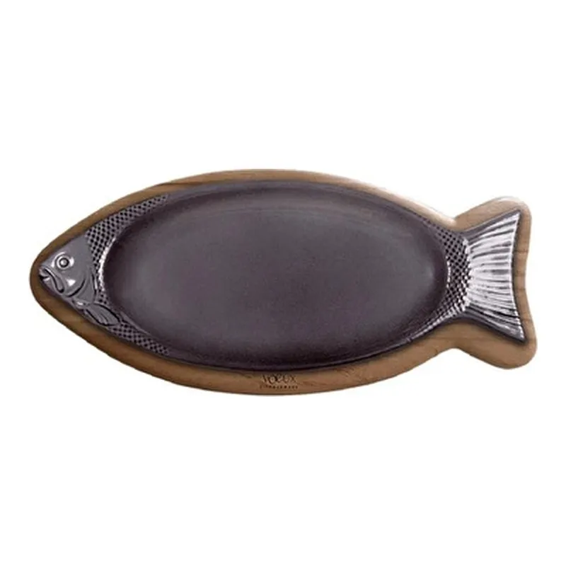 Voeux Kitchenware Döküm Balık Tavası Ve Ahşap Nihale 33 Cm, görsel 1