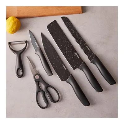Black Stone 6 Parça Makas ve Soyacaklı Bıçak Seti