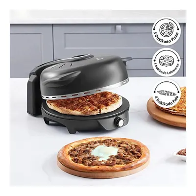 Gastro 10 in 1 Pizza Pide Lahmacun ve Tandır Ekmeği Makinesi Biodiamond Matte Black