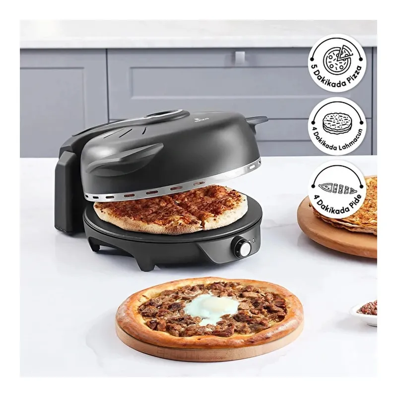 Gastro 10 in 1 Pizza Pide Lahmacun ve Tandır Ekmeği Makinesi Biodiamond Matte Black, görsel 1