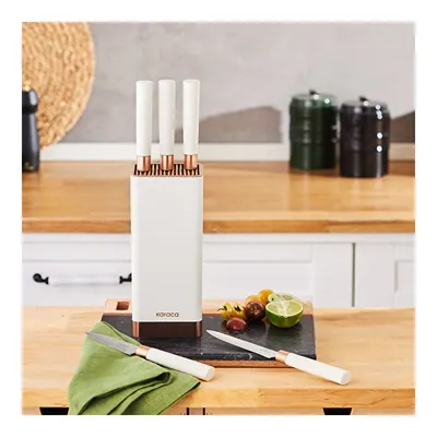 Skycut 6 Parça Standlı Satırlı Bıçak Seti Krem