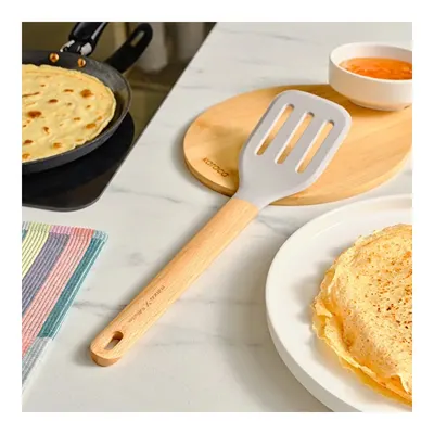 x Refika Gadgets Ahşap Saplı Silikon Oluklu Spatula