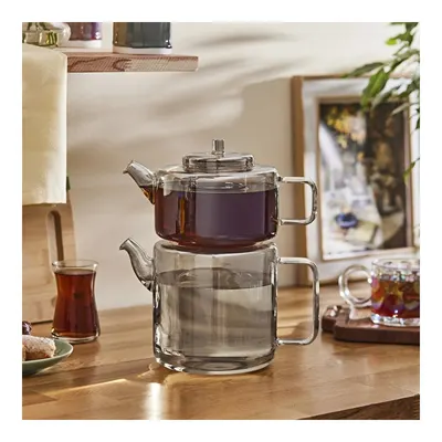 Flat Midi Borosilikat Cam Çaydanlık Smoke Grey 1,1L & 1,8L