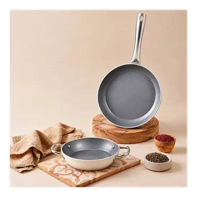 x Refika Swiss Crystal Creamy Metal Tava Sahan Set Cream