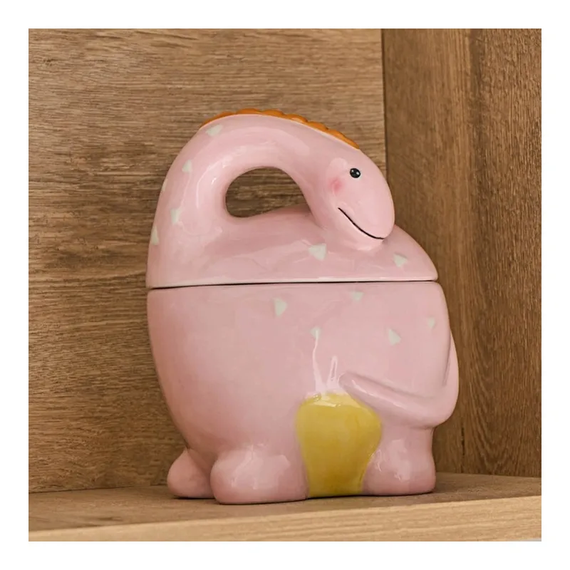 Dino Kapaklı Saklama Kabı Pembe, görsel 1