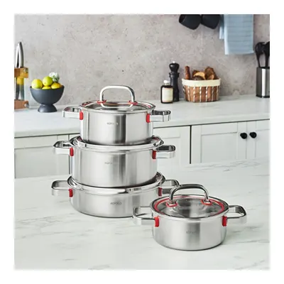 Powersteel 316+ 3Ply Artemis İndüksiyon Tabanlı 8 Parça Çelik Tencere Seti