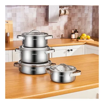 Power Steel 316+ 3Ply Discovery İndüksiyon Tabanlı 8 Parça Çelik Tencere Seti