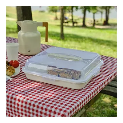 Container Rocca Kare Pasta Taşıma Fanusu Krem