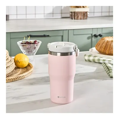 Emsan Star Ice Pipetli Çelik Sızdırmaz Termos Pembe 550 ml