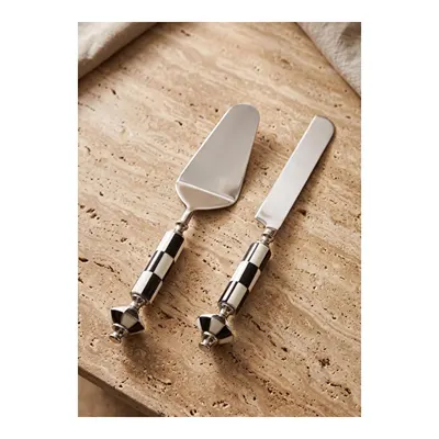 The Mia Gingham Pasta Servis Takımı Siyah Beyaz 2 Parça