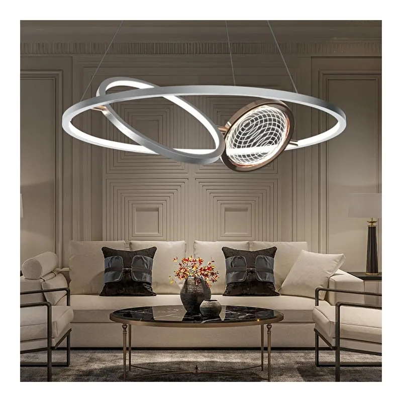 Apliqa Bennan 60'lık 60 Watt Krom Gold Modern Oturma Odası, Mutfak, Salon Led Avize, görsel 1